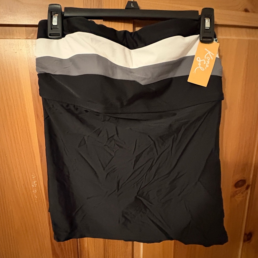 Kona Sol Swim Bandeau Top Black NWT Large